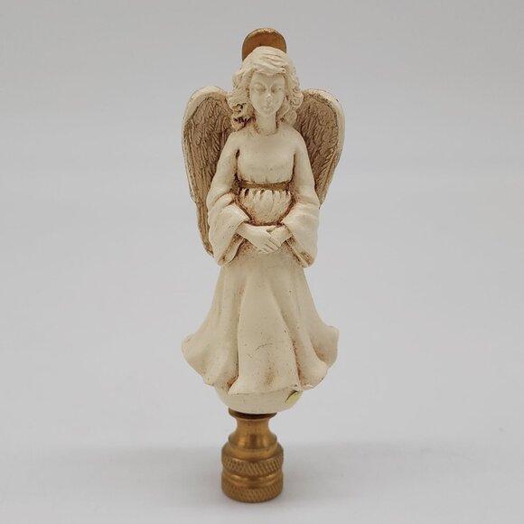 Angel Finial For Lamp Harp With Brass Base & Resin Figurine 4" - Picture 1 of 11